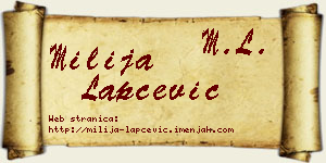 Milija Lapčević vizit kartica